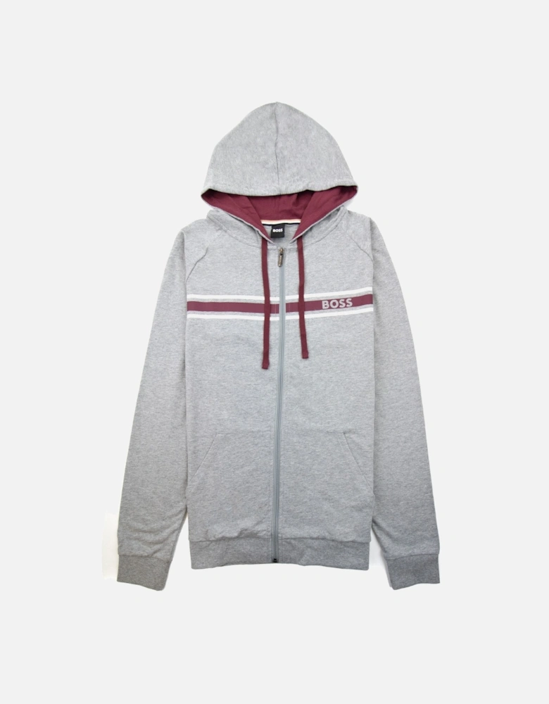 Authentic Stripe Logo Zip Up Hoody Grey 033