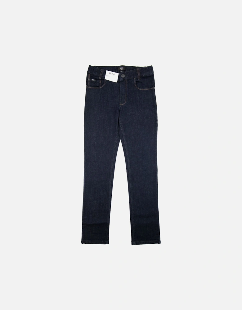 Kids Straight Leg Gold Stitch Denim Jeans Denim Brut