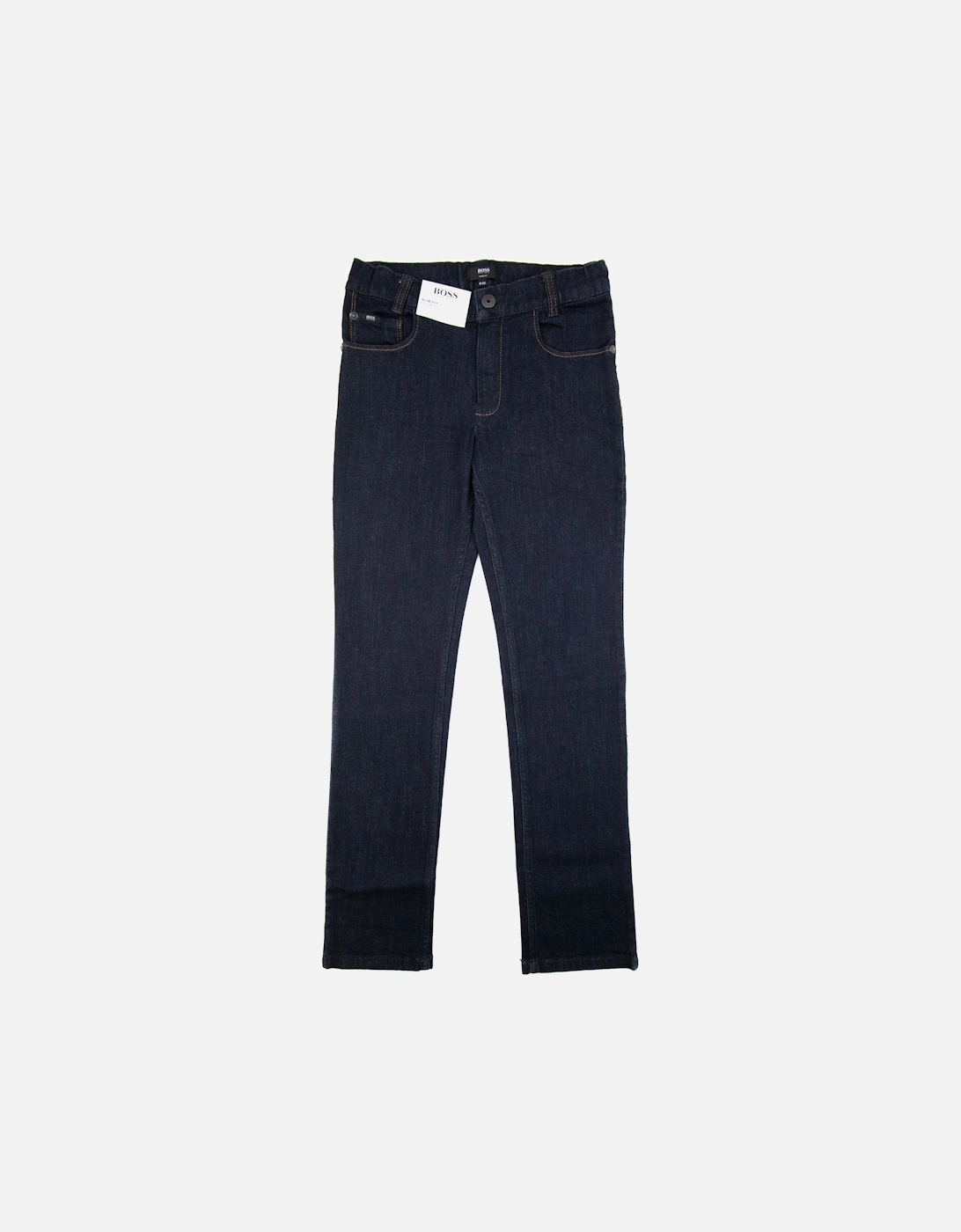 Kids Straight Leg Gold Stitch Denim Jeans Denim Brut, 4 of 3