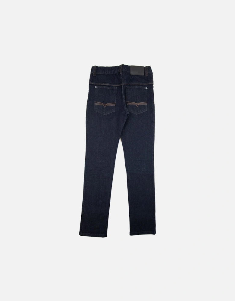 Kids Straight Leg Gold Stitch Denim Jeans Denim Brut