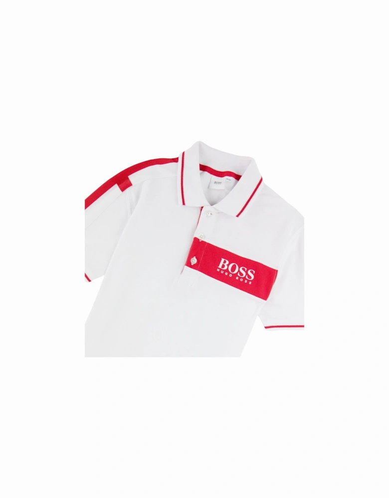 Kids Logo Print Short Sleeve Polo White