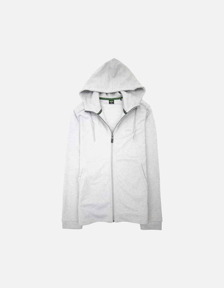 Saggy Curved Logo Zip Up Hoody Gray 059