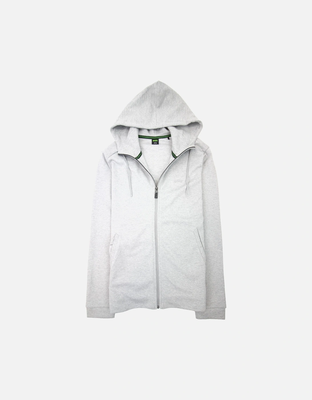 Saggy Curved Logo Zip Up Hoody Gray 059