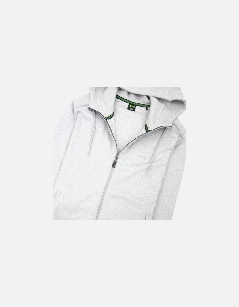 Saggy Curved Logo Zip Up Hoody Gray 059