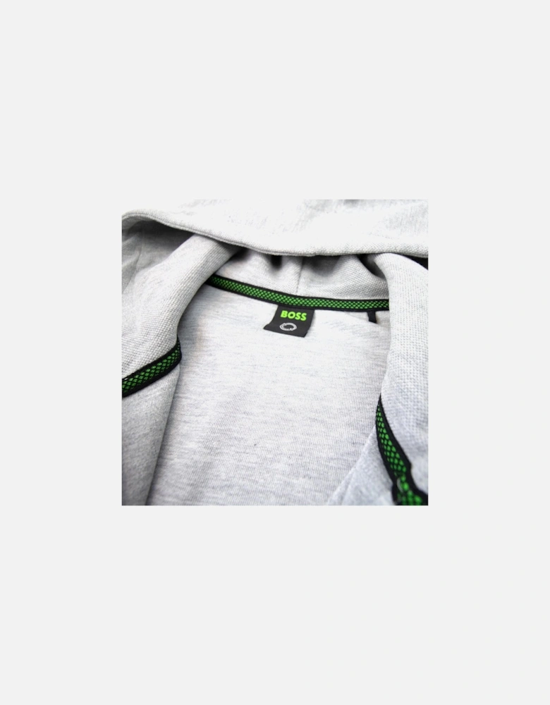 Saggy Curved Logo Zip Up Hoody Gray 059