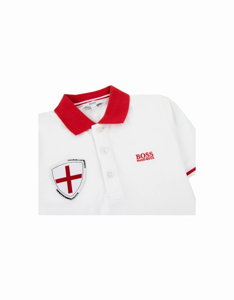 Kids World Cup England S/s Polo White