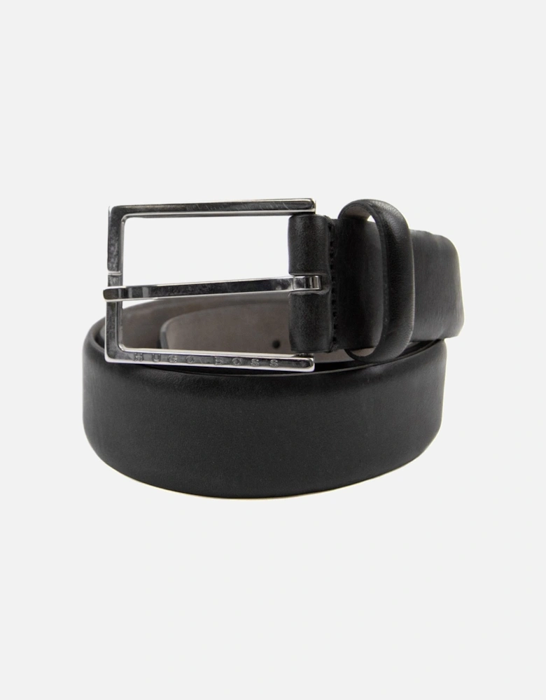 Branded Metal End Tip Belt Black