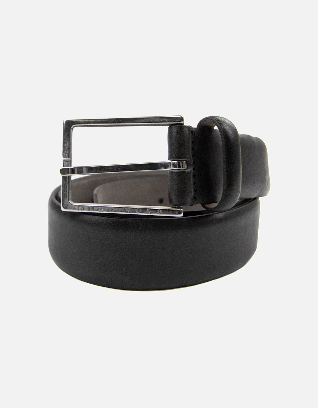 Branded Metal End Tip Belt Black