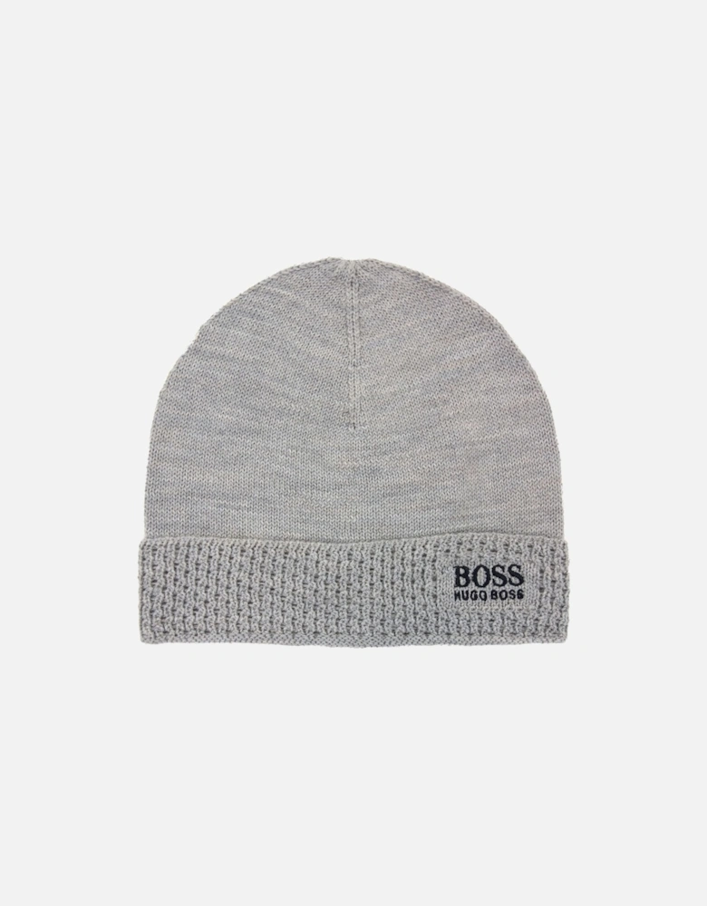 Embroidered Logo Knitted Beanie Grey 059