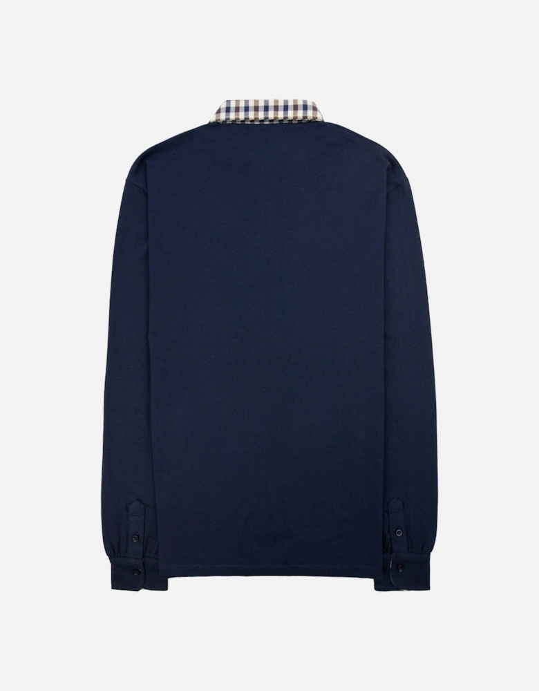 Club Check Collar L/s Polo Navy