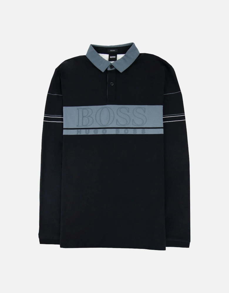 Plisy 1 Block Logo Long Sleeve Polo Black 001