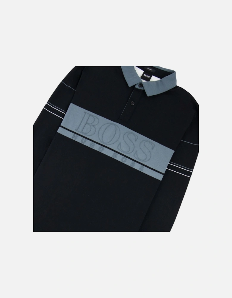 Plisy 1 Block Logo Long Sleeve Polo Black 001