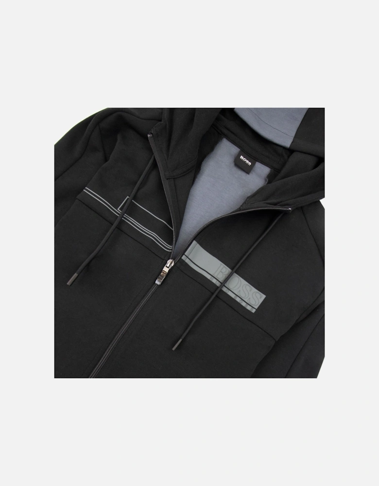 Saggy 1 Block Logo Zip Up Hoody Black 001