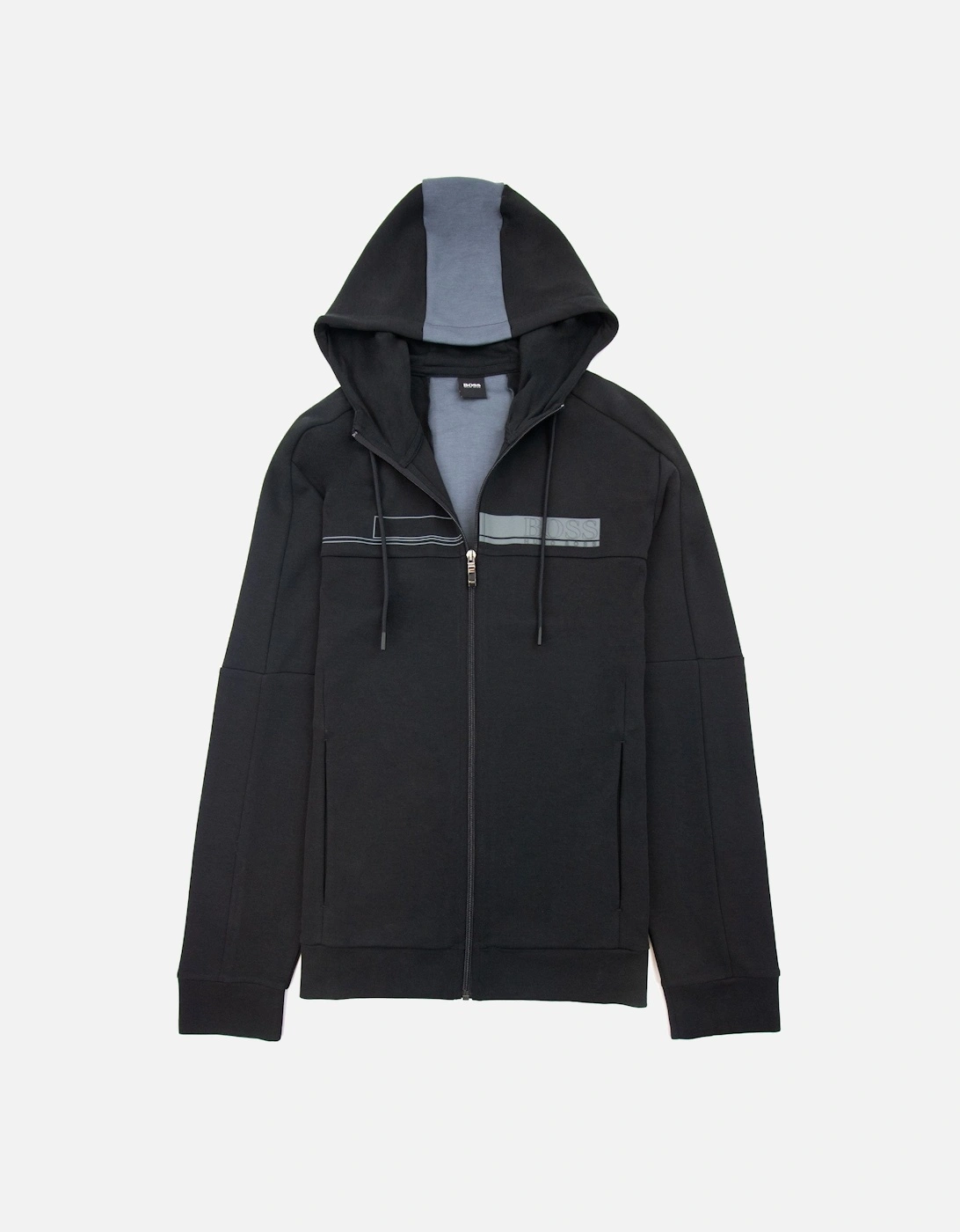 Saggy 1 Block Logo Zip Up Hoody Black 001