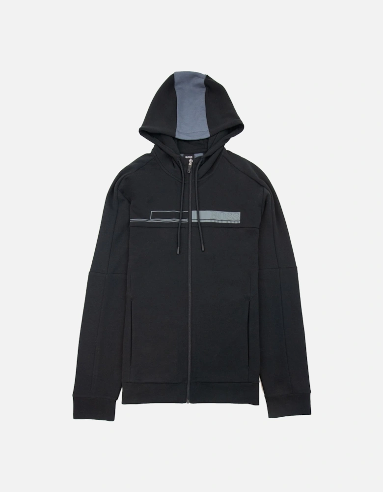 Saggy 1 Block Logo Zip Up Hoody Black 001