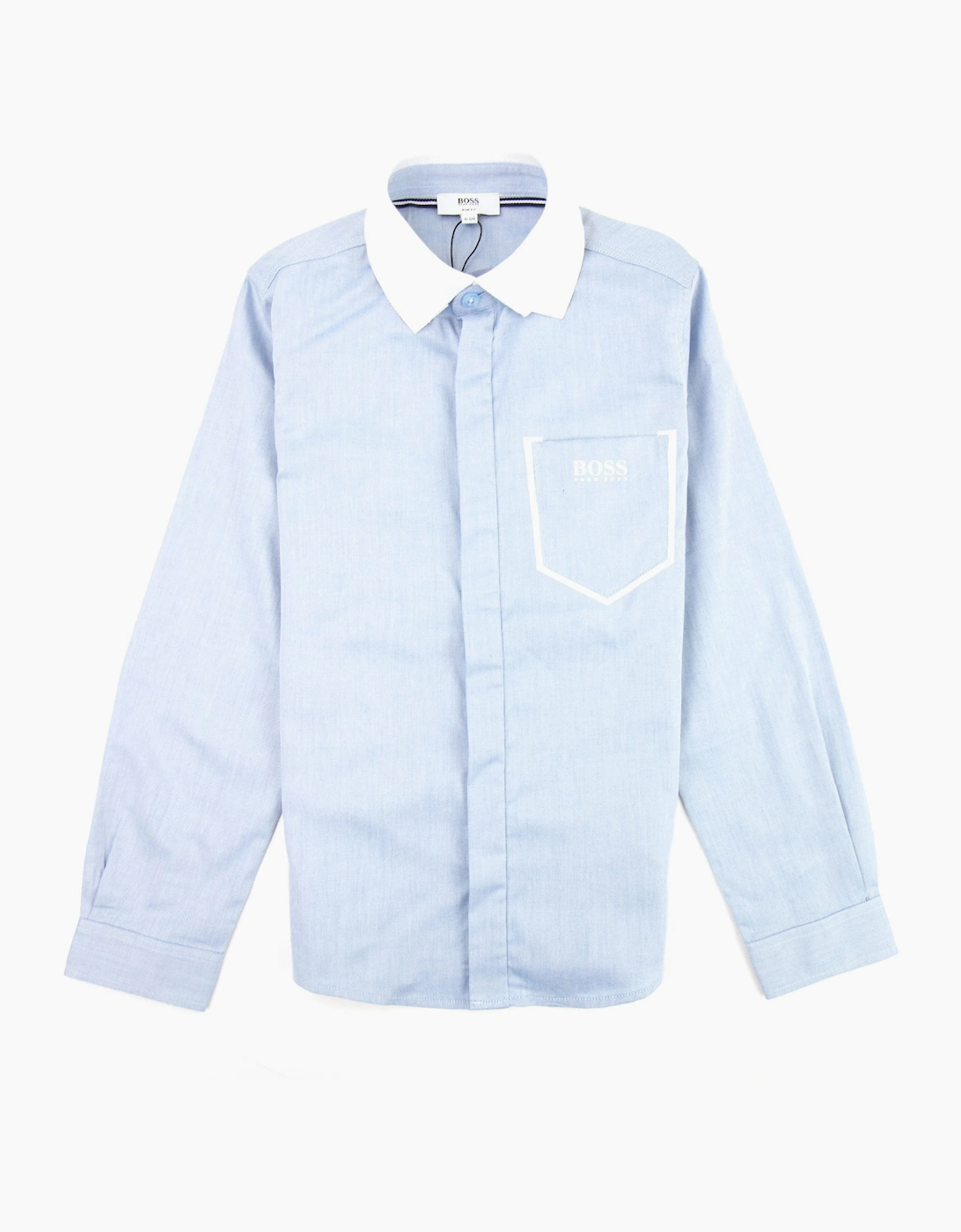 Hugo Boss Kids Long Sleeve Contrast Pocket Shirt Sky Blue - Size: 14YRS