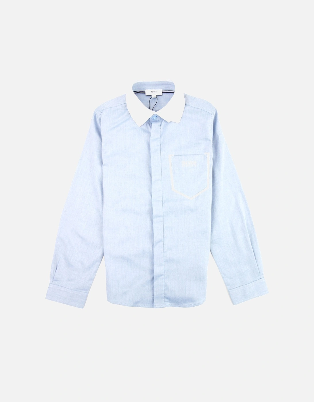 Kids Long Sleeve Contrast Pocket Shirt Sky Blue, 3 of 2