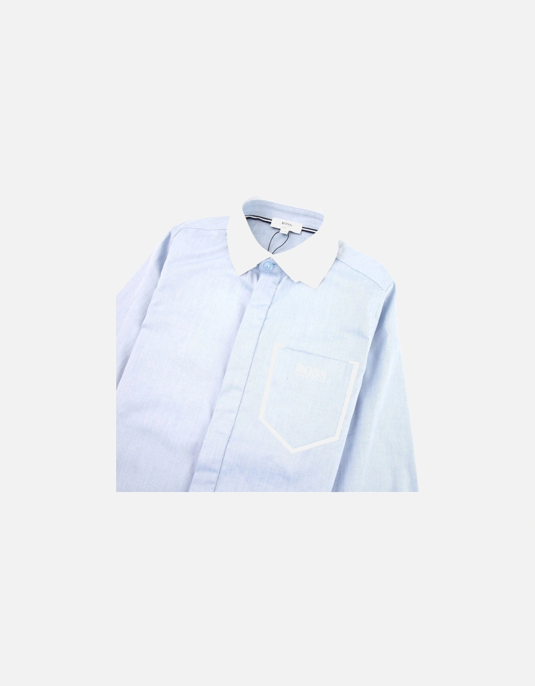 Kids Long Sleeve Contrast Pocket Shirt Sky Blue