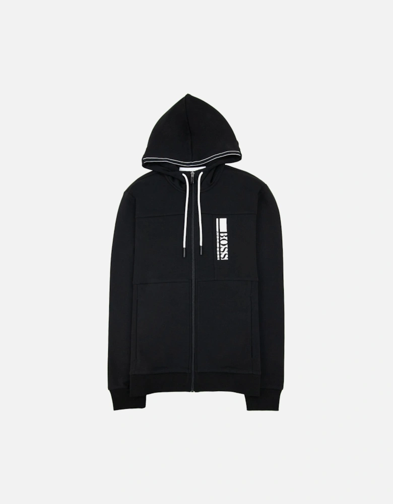 Block Logo Zip Up Hoody Black 001
