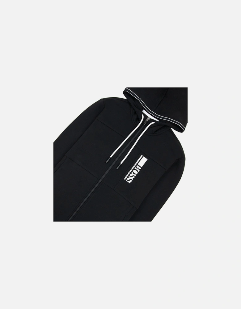 Block Logo Zip Up Hoody Black 001