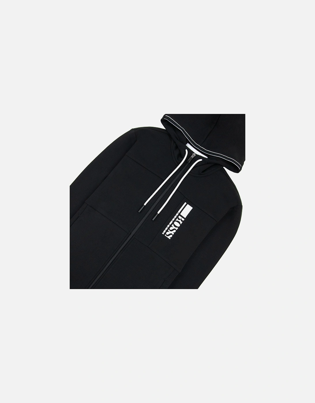 Block Logo Zip Up Hoody Black 001