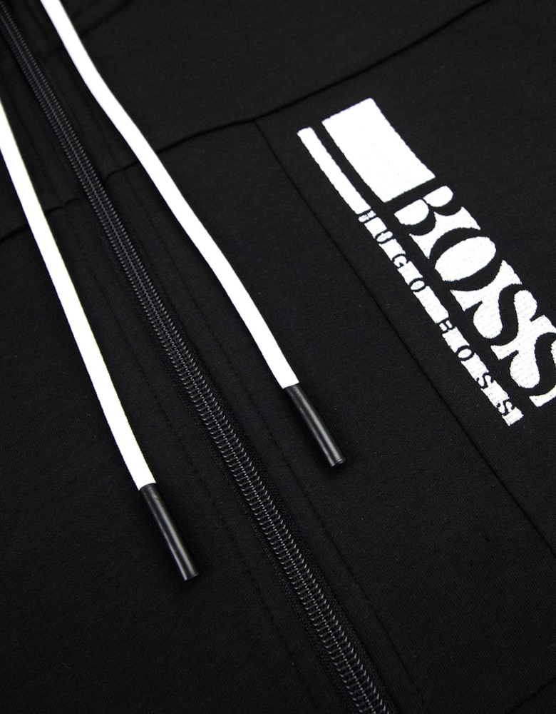 Block Logo Zip Up Hoody Black 001