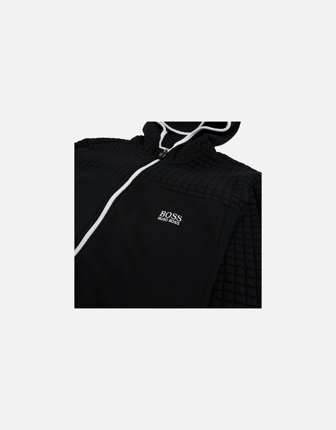 Saggy Waffle Hooded Jacket Black