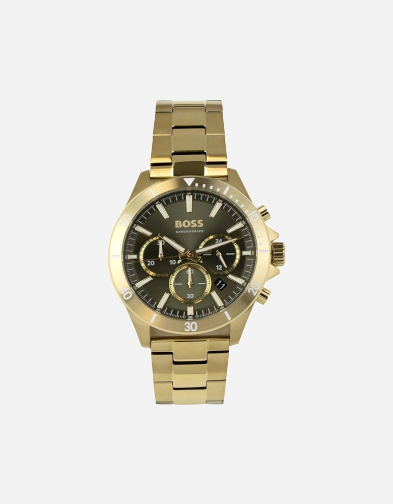 Lux Troper Gold Tone Chronograph Watch Gold