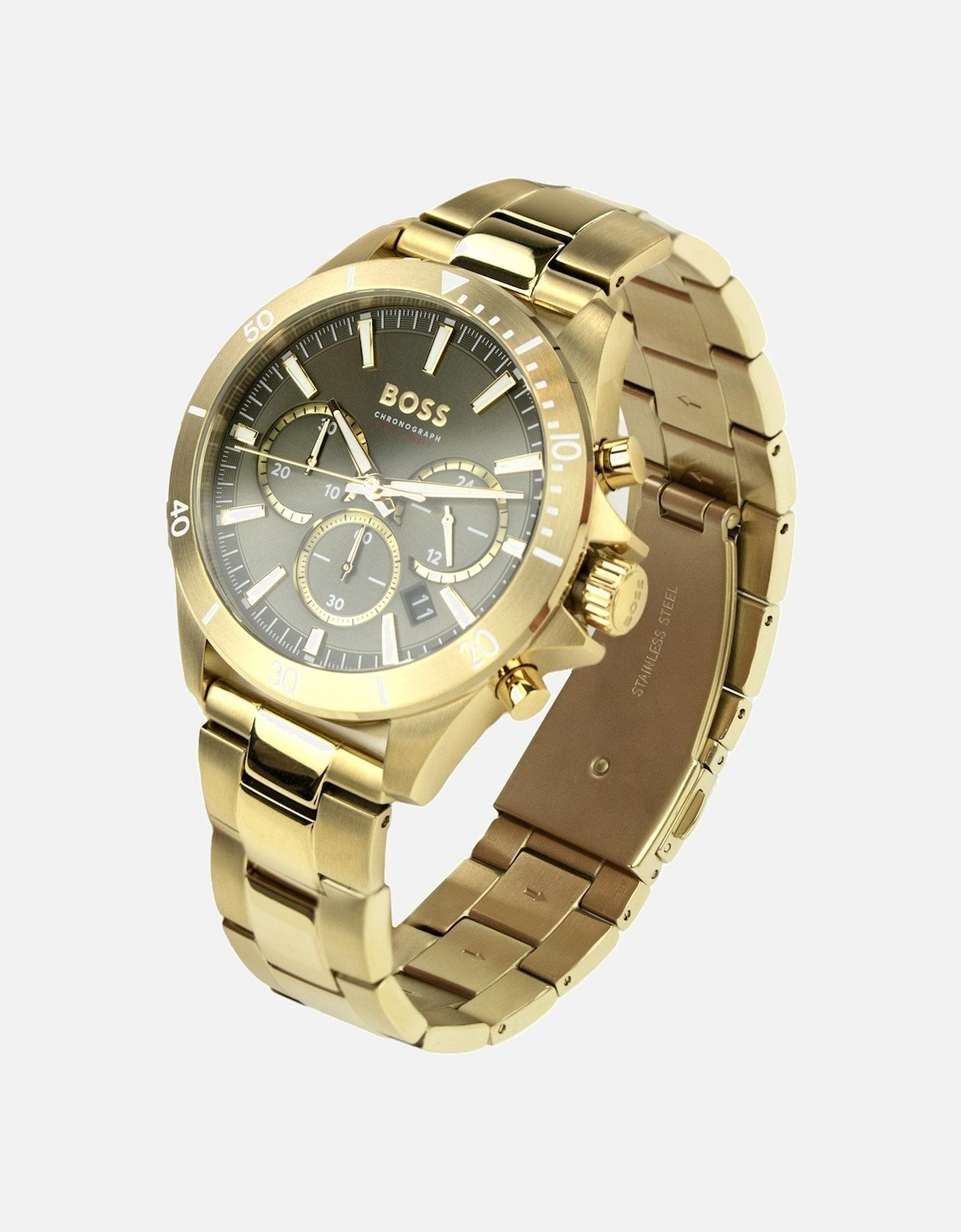 Lux Troper Gold Tone Chronograph Watch Gold