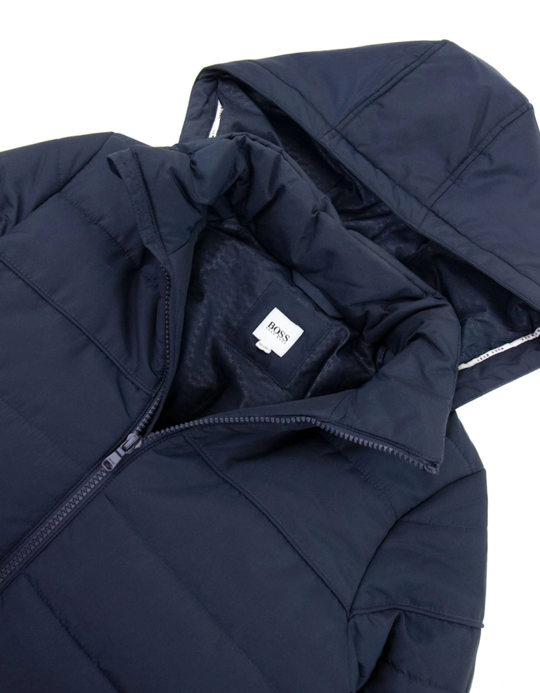 Kids Back Logo Puffer Down Jacket Navy