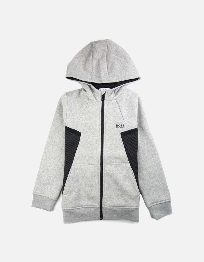Kids Rubber Logo Zip Up Hoody Grey/Black