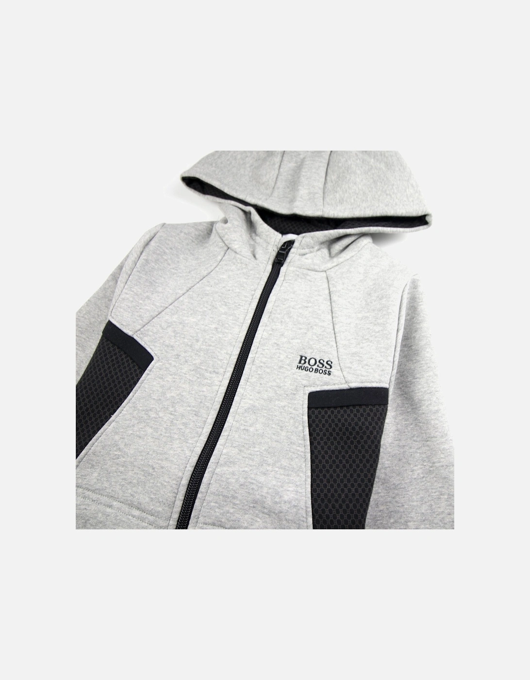 Kids Rubber Logo Zip Up Hoody Grey/Black