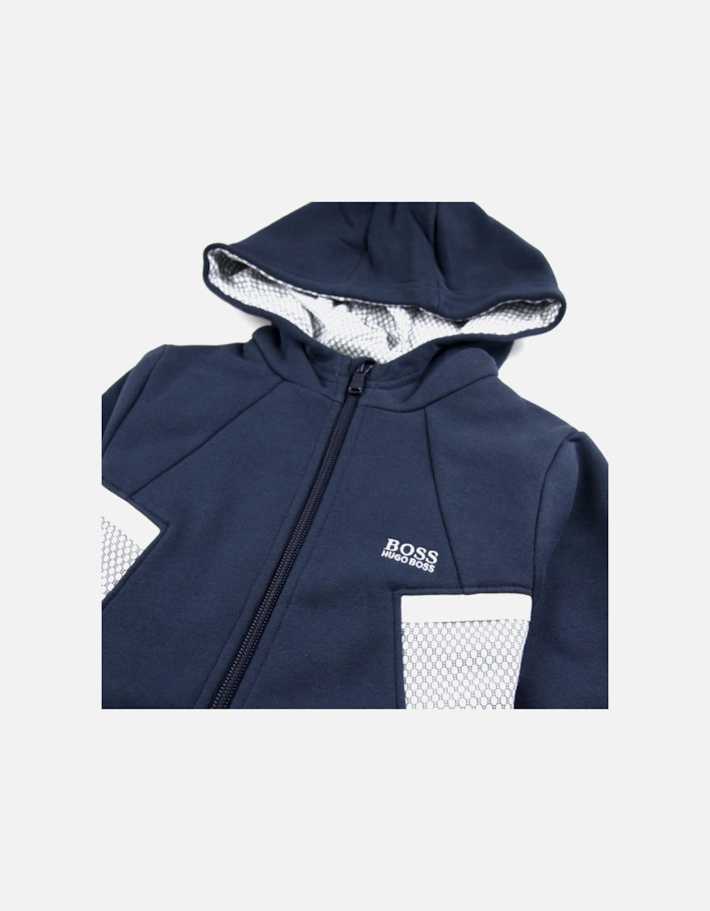 Kids Rubber Logo Zip Up Hoody Navy