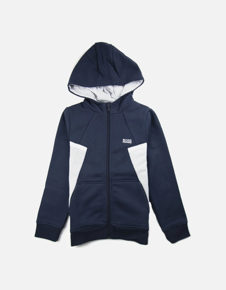 Kids Rubber Logo Zip Up Hoody Navy