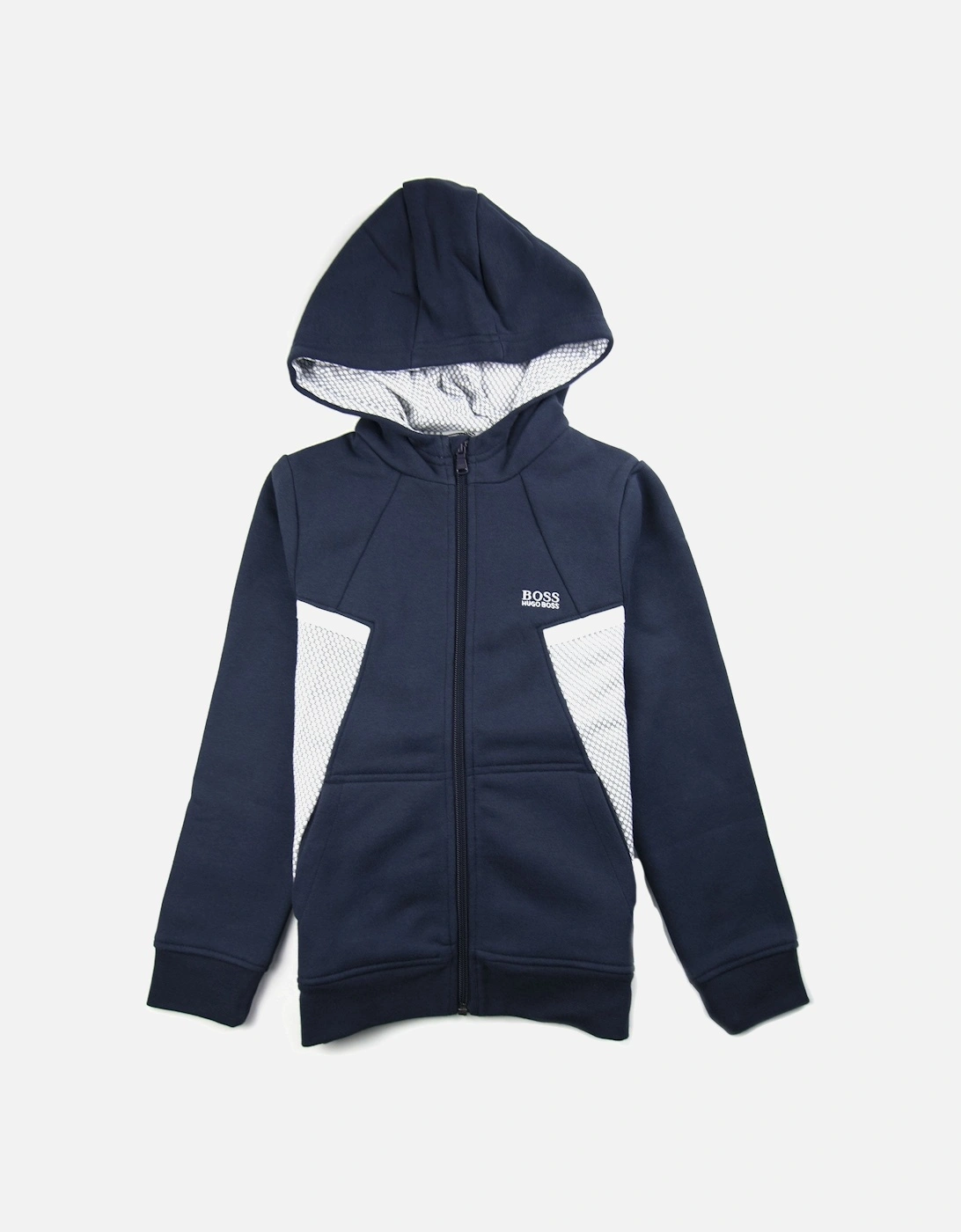 Kids Rubber Logo Zip Up Hoody Navy, 4 of 3