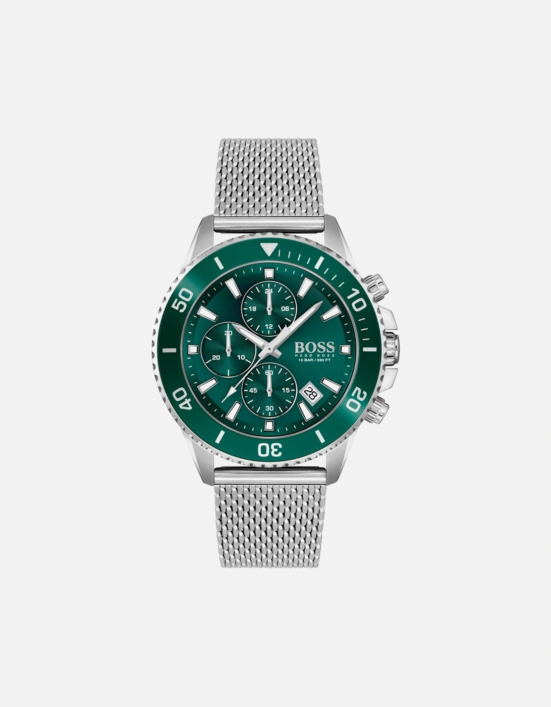 Hugo Boss Men's Silver Admiral Green Steel Watch Stainless Steel - : Os