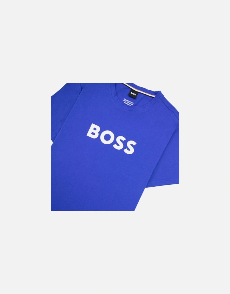 Organic-cotton T-shirt With Contrast Logo Elec Blue