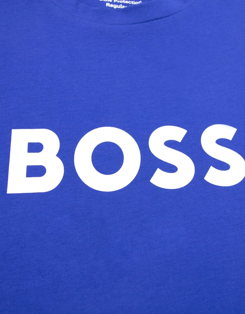 Organic-cotton T-shirt With Contrast Logo Elec Blue