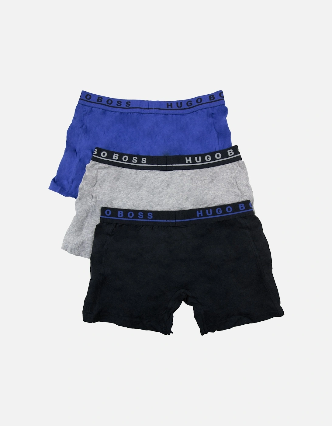 Three Pack Of Stretch Cotton Boxer Blk Grey Blue