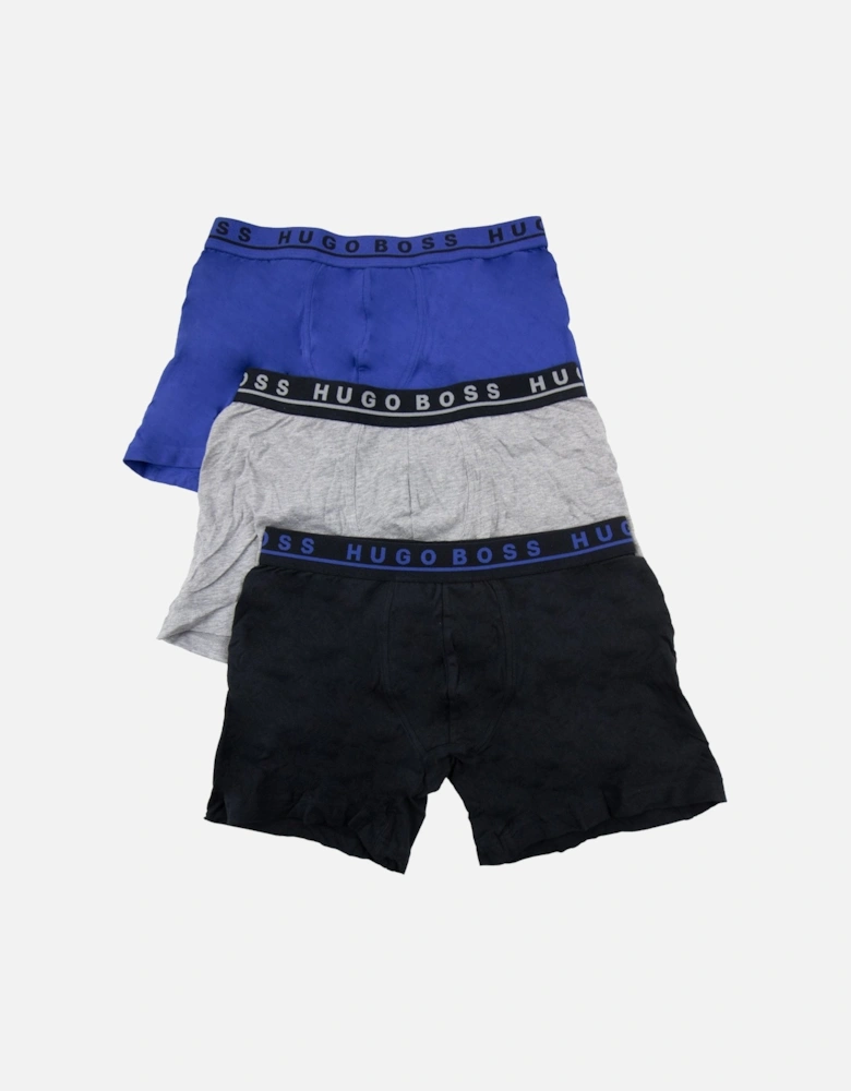 Three Pack Of Stretch Cotton Boxer Blk Grey Blue