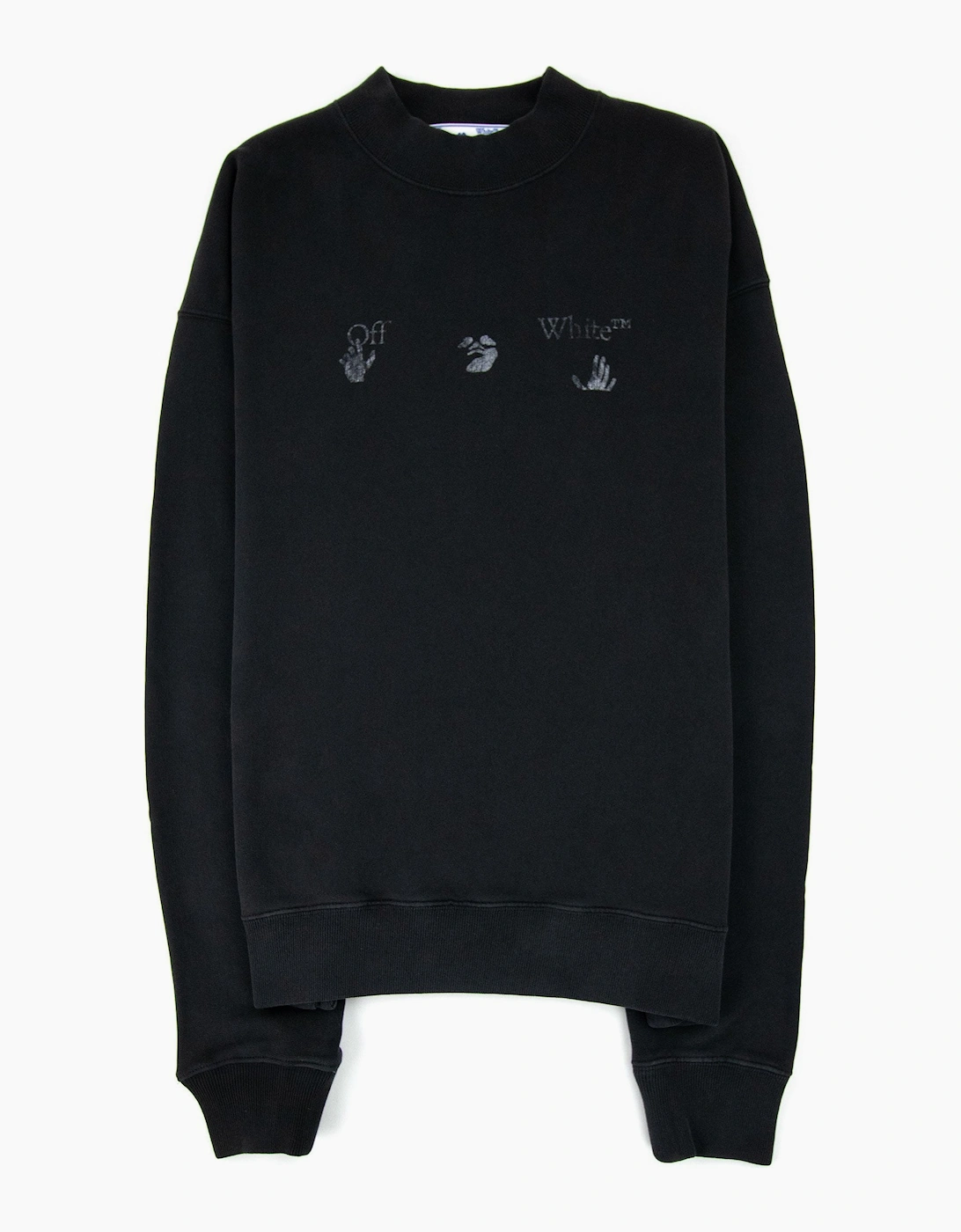 OFF-WHITE Men's Off White Big Ow Skate Logo Crewneck Sweatshirt Black/white - Black/Multi - Size: S