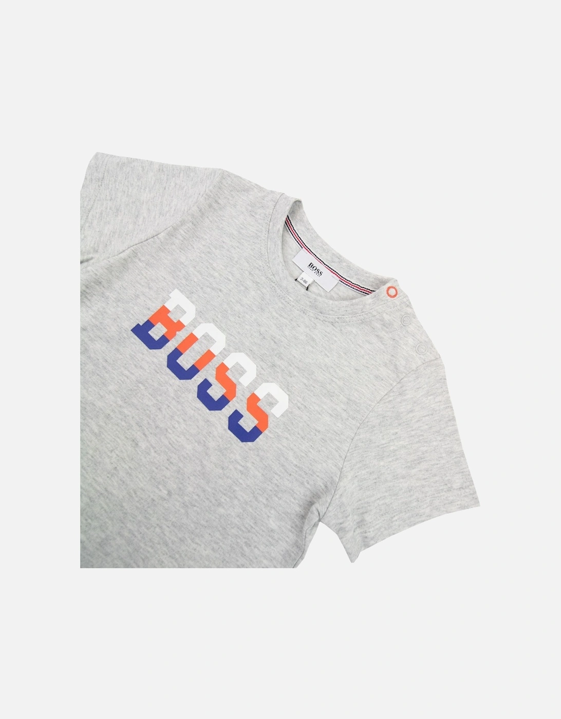 Kids Contrast Logo Print T Shirt Grey