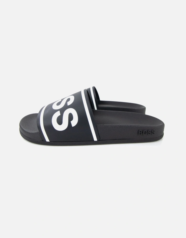 Bay Stripe Logo Sliders Black 001