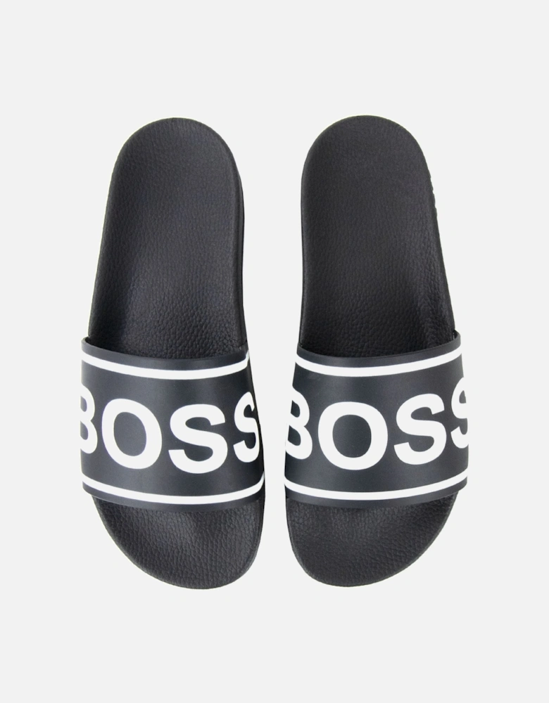 Bay Stripe Logo Sliders Black 001