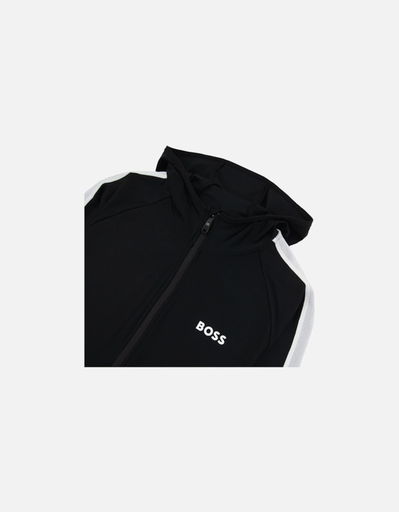 Boss X Matteo Berrettini Regular-fit Zip-up Hoodie With Signature-stripe Artwork Black 001