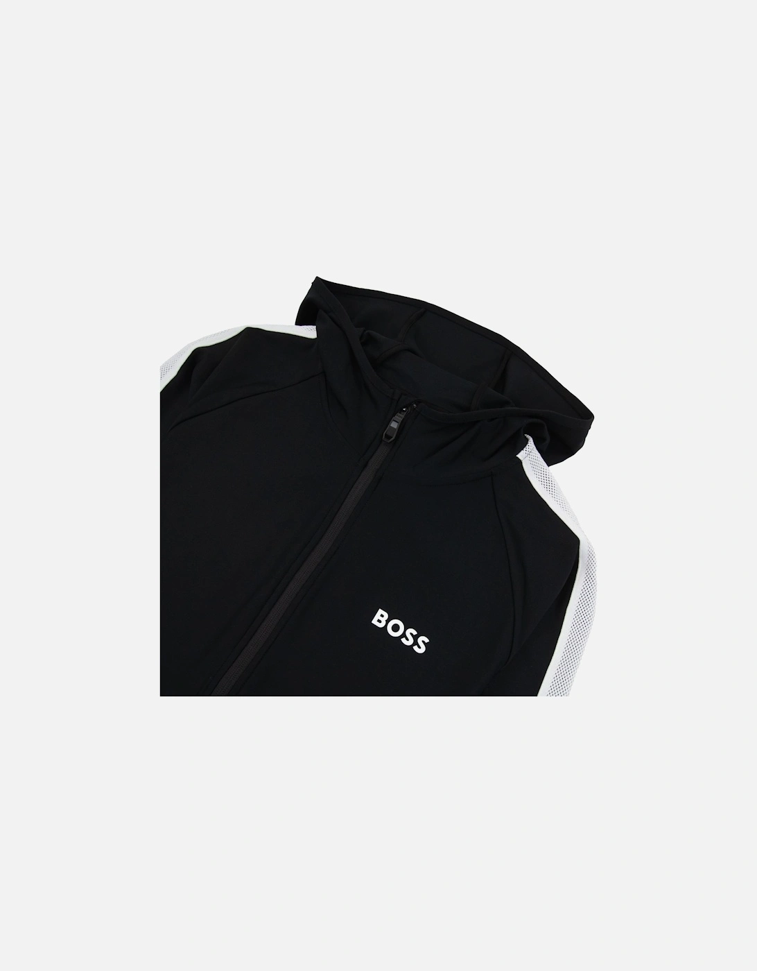 Boss X Matteo Berrettini Regular-fit Zip-up Hoodie With Signature-stripe Artwork Black 001