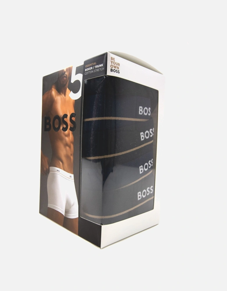 5 Pack Stretchy Waist Band Logo Trunks Navy/black