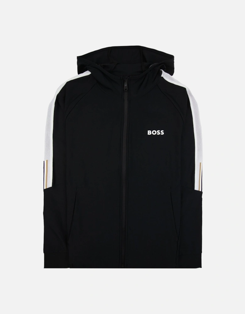 Boss X Matteo Berrettini Regular-fit Zip-up Hoodie With Signature-stripe Artwork Black 001
