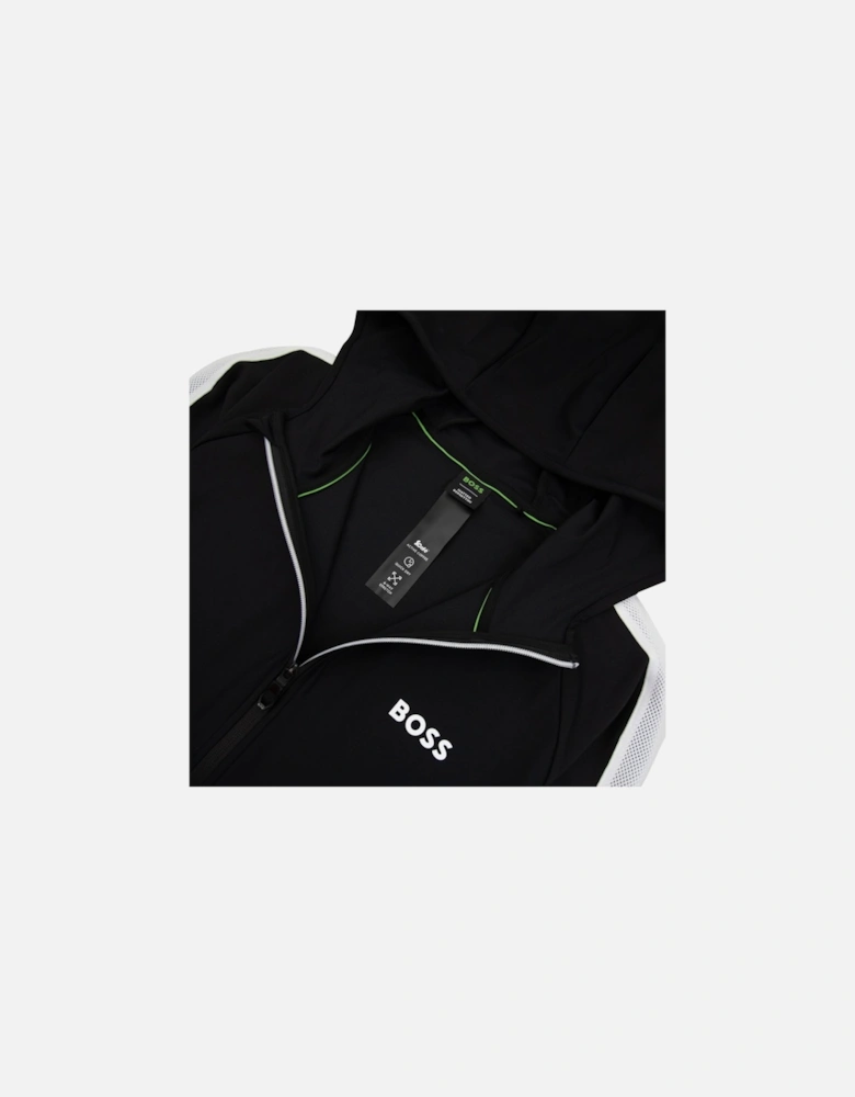 Boss X Matteo Berrettini Regular-fit Zip-up Hoodie With Signature-stripe Artwork Black 001