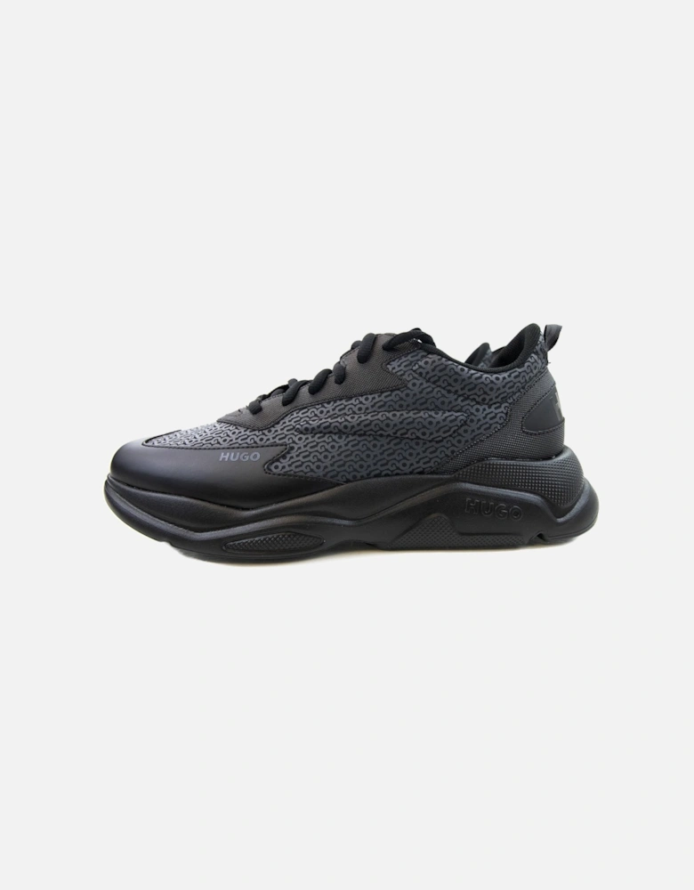 Hugo Leon Logo Mixed Material Runner Black 003